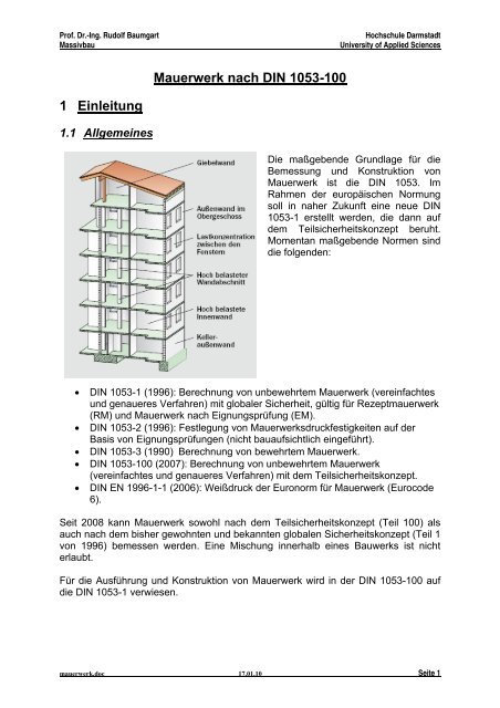Mauerwerk nach DIN 1053-100 1 Einleitung - Prof. Dr.-Ing. Rudolf ...