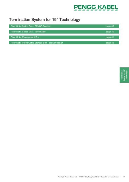 Fiber Optic Passive Components - PENGG KABEL GmbH