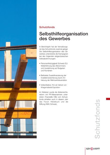 Jahresbericht 2009 - Schweizerischer Gewerbeverband sgv