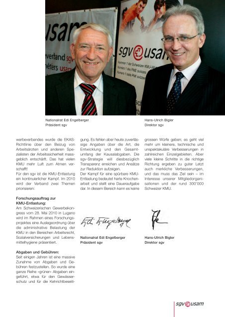 Jahresbericht 2009 - Schweizerischer Gewerbeverband sgv