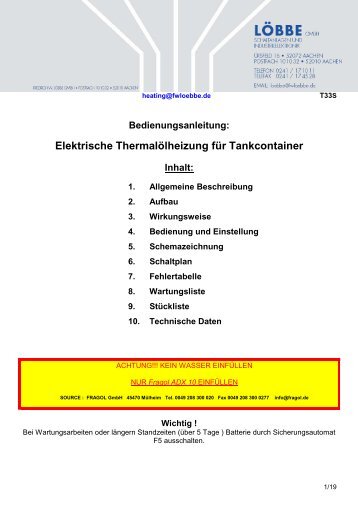 Elektrische Thermalölheizung für Tankcontainer - Löbbe GmbH