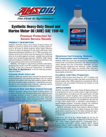 Synthetic Heavy-Duty Diesel and Marine Motor Oil (AME ... - Amsoil