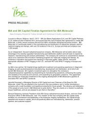 PRESS RELEASE | IBA and SK Capital Finalize ... - IBA Molecular