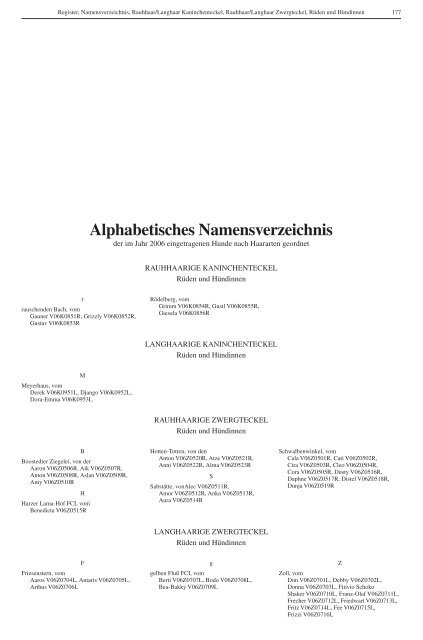 Teckel-Zuchtbuch 2006 - Landesverband Sachsen-Anhalt im DTK ...