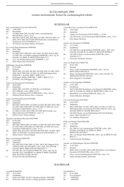 Teckel-Zuchtbuch 2006 - Landesverband Sachsen-Anhalt im DTK ...