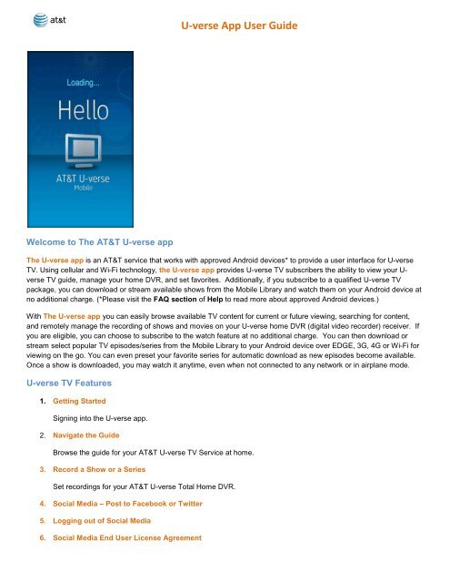 U-verse App User Guide - AT&T