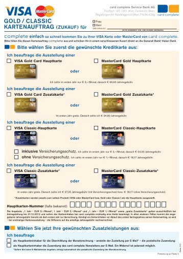 Kreditkartenantrag Zukauf Card complete (429 KB) - Generali Bank