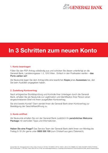 Jetzt Konto eröffnen - Generali Bank