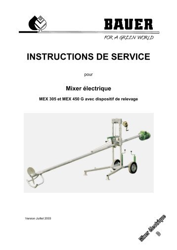 INSTRUCTIONS DE SERVICE - Bauer