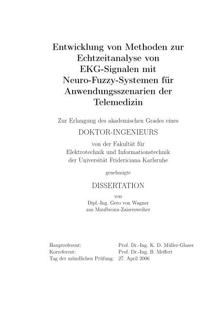 Entwicklung von Methoden zur Echtzeitanalyse von EKG ... - FZI