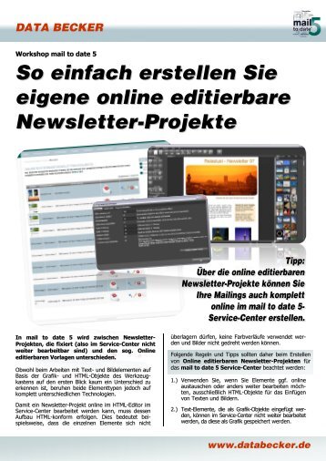 Online editierbare Newsletter-Projekte - Data Becker