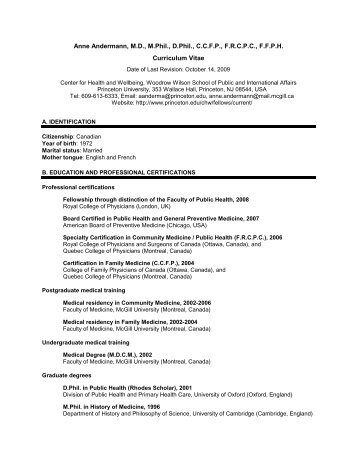 Curriculum Vitae - Woodrow Wilson School of Public and ...