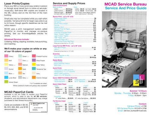 MCAD Service Bureau - MCAD Intranet