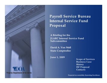 DOA Payroll Service Bureau Presentation - JLARC