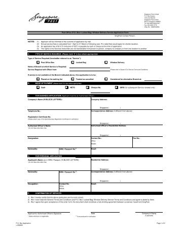 PO Box - Application Form (v200809) - Singapore Post