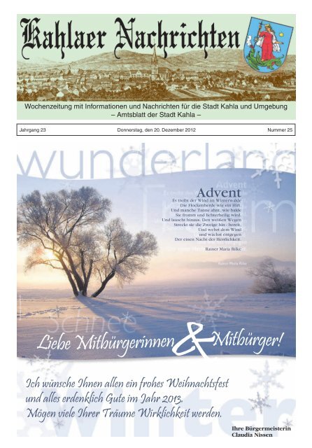 Kahlaer Nachrichten - Ausgabe Nr. 25 - 20. Dezember 2012