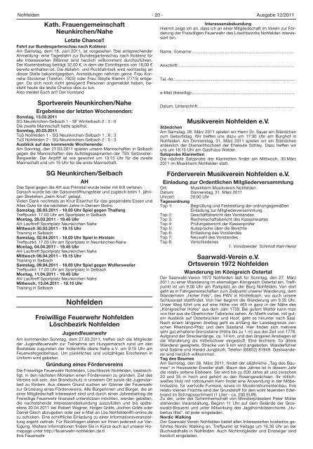 Nohfelder Nachrichten - Gemeinde Nohfelden
