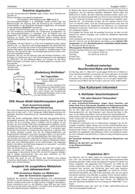 Nohfelder Nachrichten - Gemeinde Nohfelden