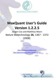 MaxQuant User's Guide Version 1.2.2.5 - GRE Proteomics Support