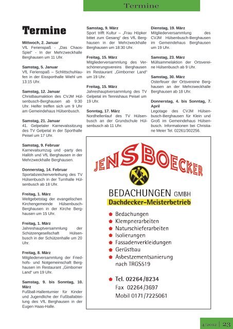 Dorfzeitung für Berghausen - VfL Berghausen-Gimborn 1949 eV