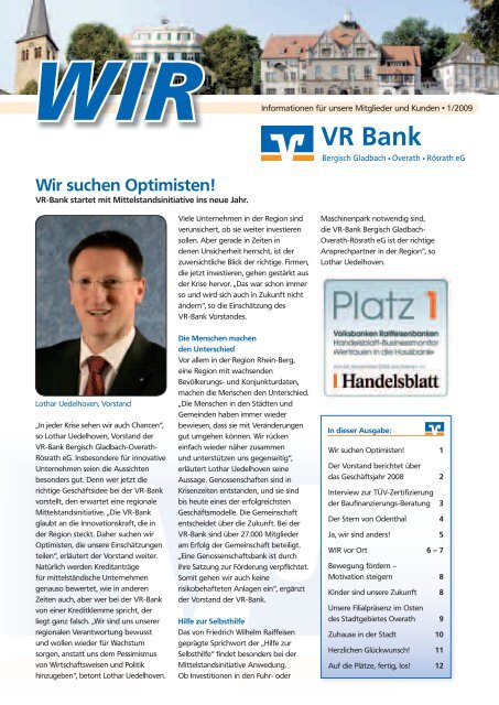 Wir suchen Optimisten! - VR Bank eG Bergisch Gladbach