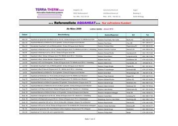 Referenzliste Aquaheat Aktuell - Terra Therm