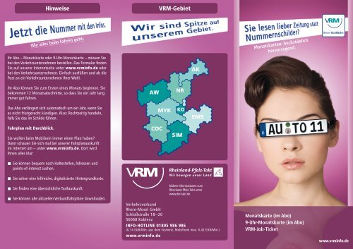 Hinweise VRM-Gebiet - Verkehrsverbund Rhein-Mosel