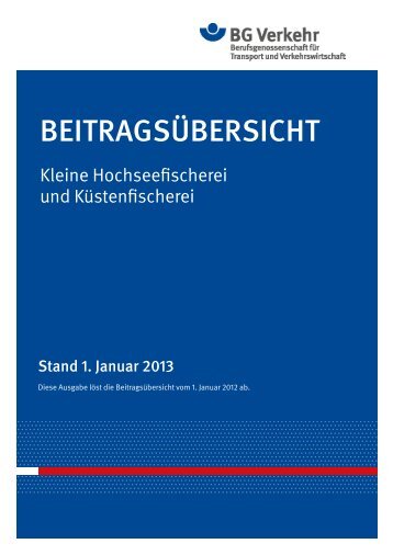 Beitragsübersicht Kleine Hochsee- und Küstenfischerei ab 1. Januar