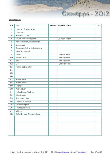 Tipps für das Crewmitglied