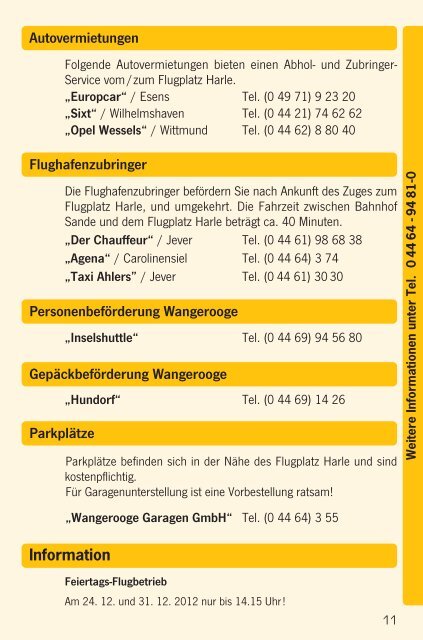 aktueller Flugplan LFH 2012 - Luftverkehr Friesland Harle