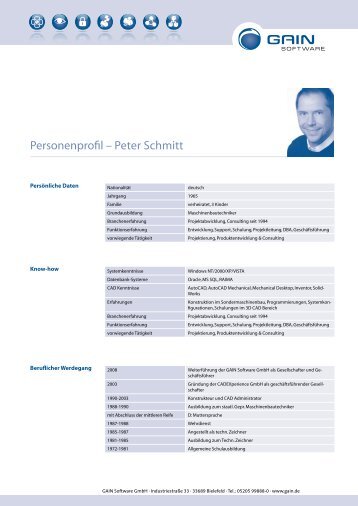 Personenprofil – Peter Schmitt - GAIN Software