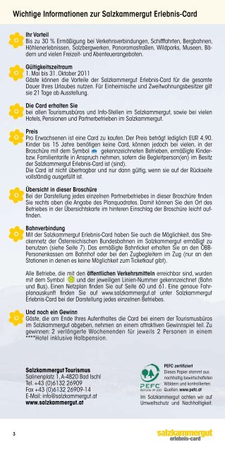 Wichtige Informationen zur Salzkammergut Erlebnis-Card