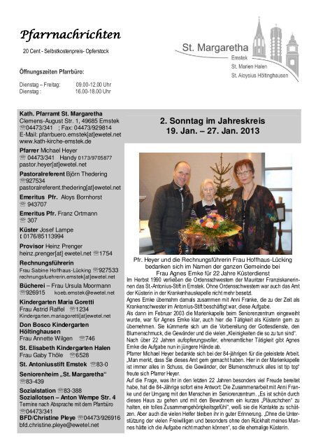 4 Kw Pfarrnachrichten Vom 20 Jan 2013 Pdf St Margaretha Emstek