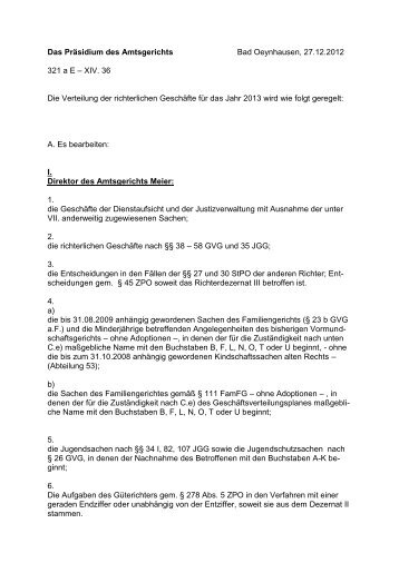 Geschäftsverteilungsplan Richter - Amtsgericht Bad Oeynhausen