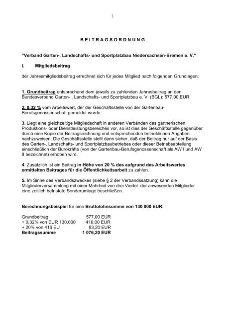1 Beitragsordnung Bundesverband Garten Landschafts
