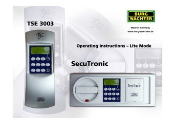 2 TSE SecuTronic Operating instructions Lite ... - Lost User Guide