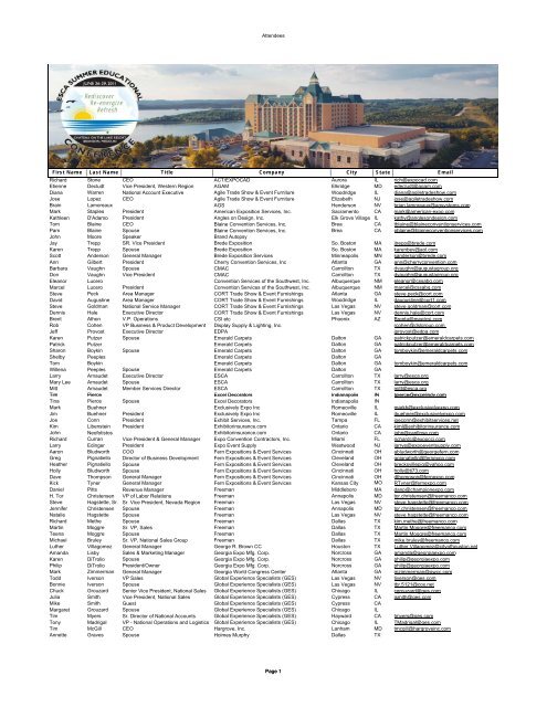 2011 Sec Web List 6 23 11 Exhibition Services