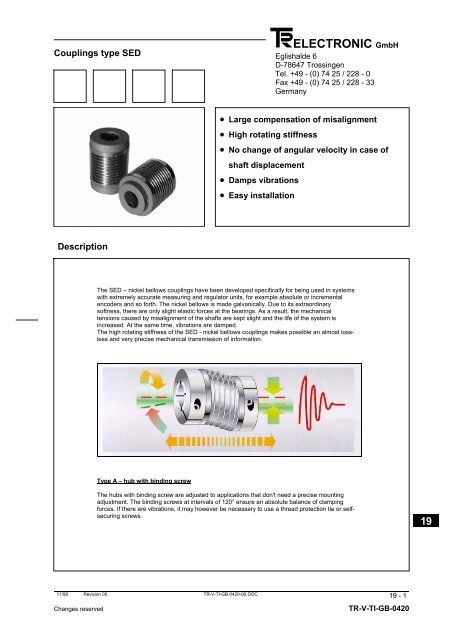 Couplings type SED - tr electronic