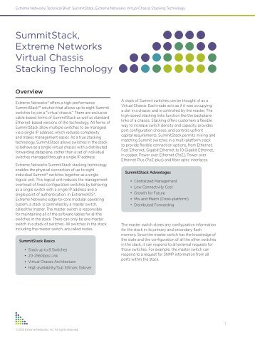 SummitStack Technical Brief - Extreme Networks