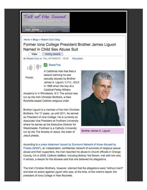 Former lona College President Brother James Liguori Named in ...