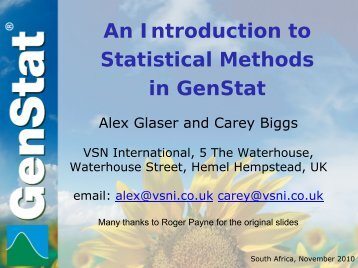 An Introduction to Statistical Methods in GenStat - VSN International