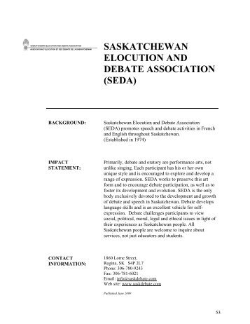 saskatchewan elocution and debate association (seda) - SaskCulture