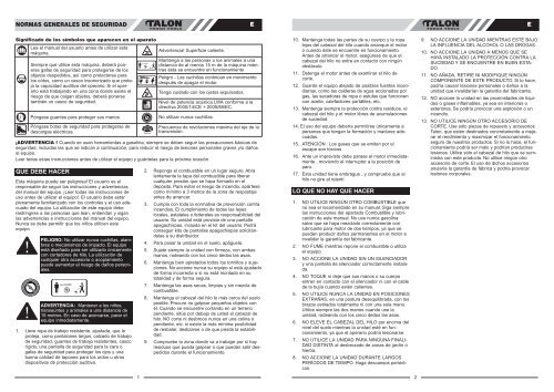 INSTRUCCIONES DE USO Desbrozadora a gasolina