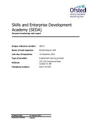 Skills and Enterprise Development Academy (SEDA) - Ofsted