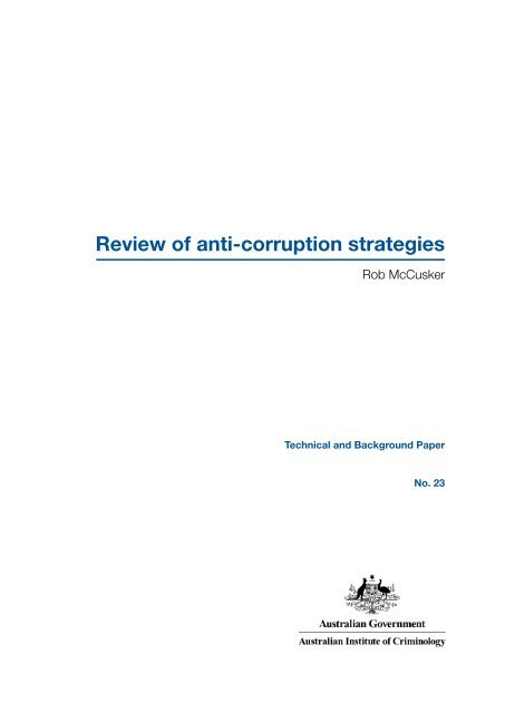 Review of anti-corruption strategies Rob McCusker - Australian ...