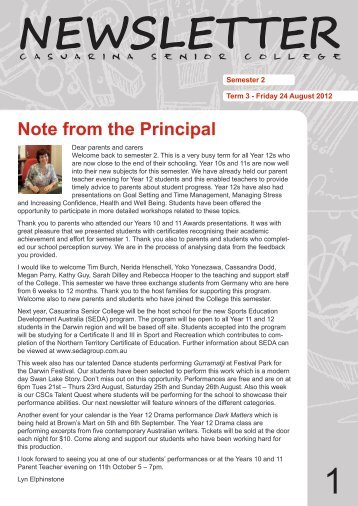 Term 3 Newsletter 5 - Casuarina Senior College