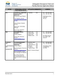 Delegated Aboriginal Child and Family Service Agencies Status