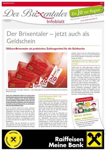 Der Brixentaler – jetzt auch als Geldschein ? - Ortsinfo