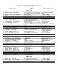 2012 Graduate and Vicar Assignments - Wisconsin Lutheran Seminary