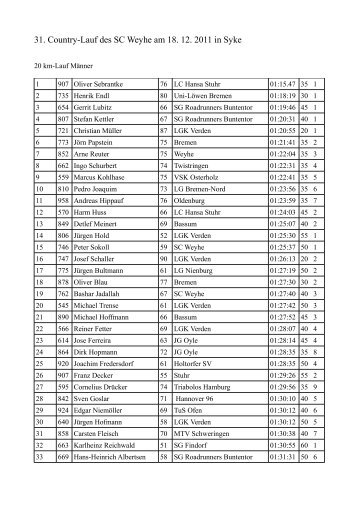 31. Country-Lauf des SC Weyhe am 18. 12. 2011 in Syke